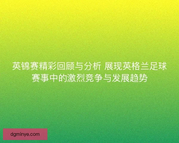 英锦赛精彩回顾与分析 展现英格兰足球赛事中的激烈竞争与发展趋势